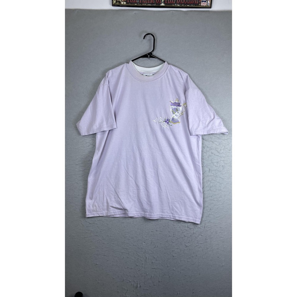 Pleasant Shade Shirt‎ Womens XL Purple Embroidered Teapot Floral Tee Top